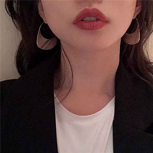 NEW Solid Large Hoop Earrings | White Gold over 925 Sterling Silver - Picture 4 of 13